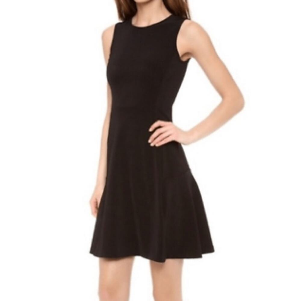 Theory Nikay Fit & Flare Black Wool Knit Mini Dress Size 4